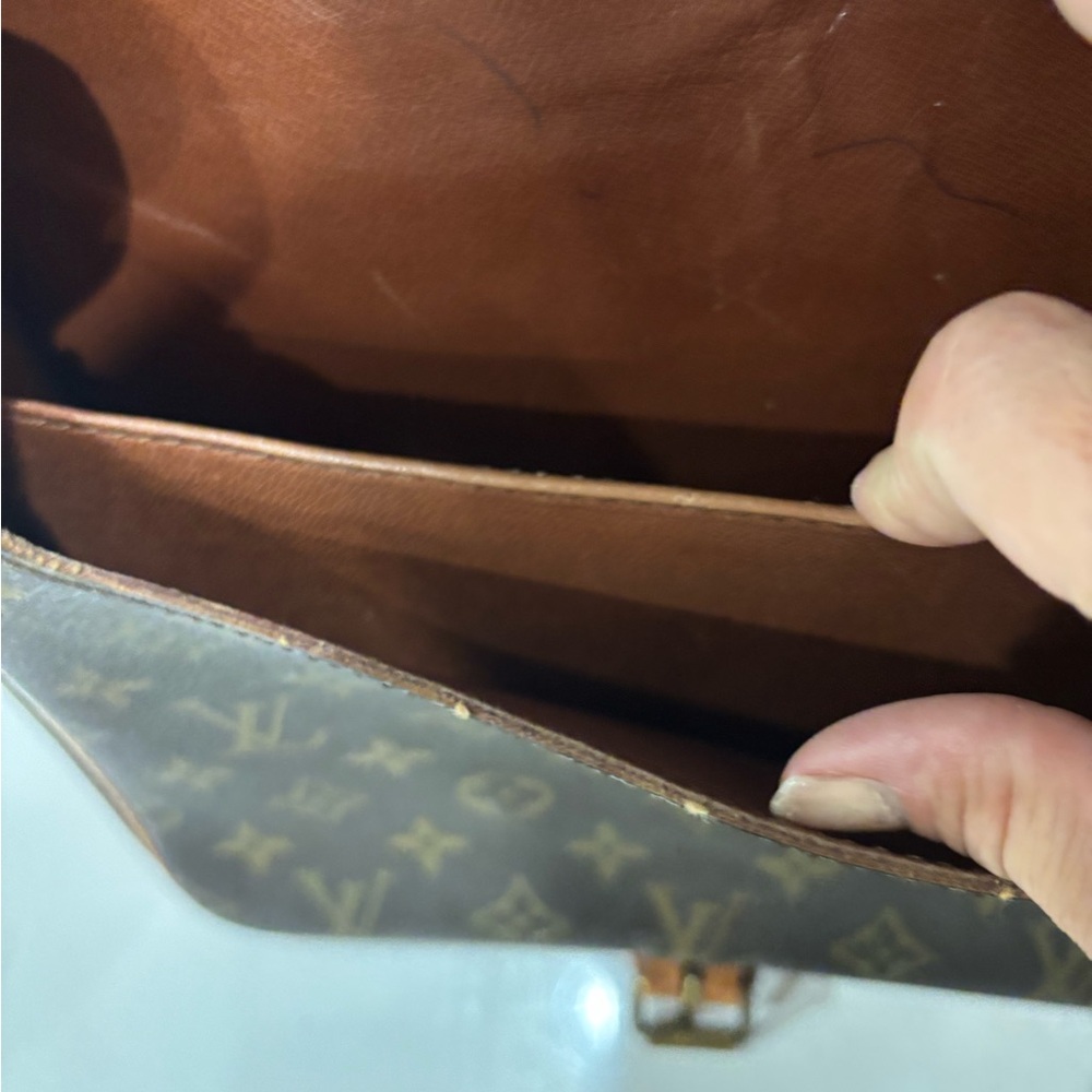 Louis Vuitton Cartouchiere MM Monogram Crossbody Bag Vintage Leather Strap - Picture 5 of 11